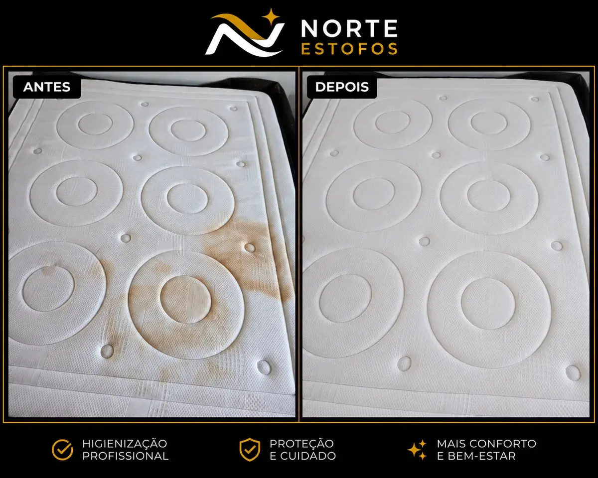 Colchão antes e depois de higienização profissional